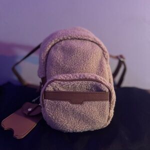 Small tan fur mini backpack WITH A FREE MINI WALLET !!